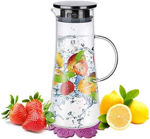caraffa vetro e acciaio